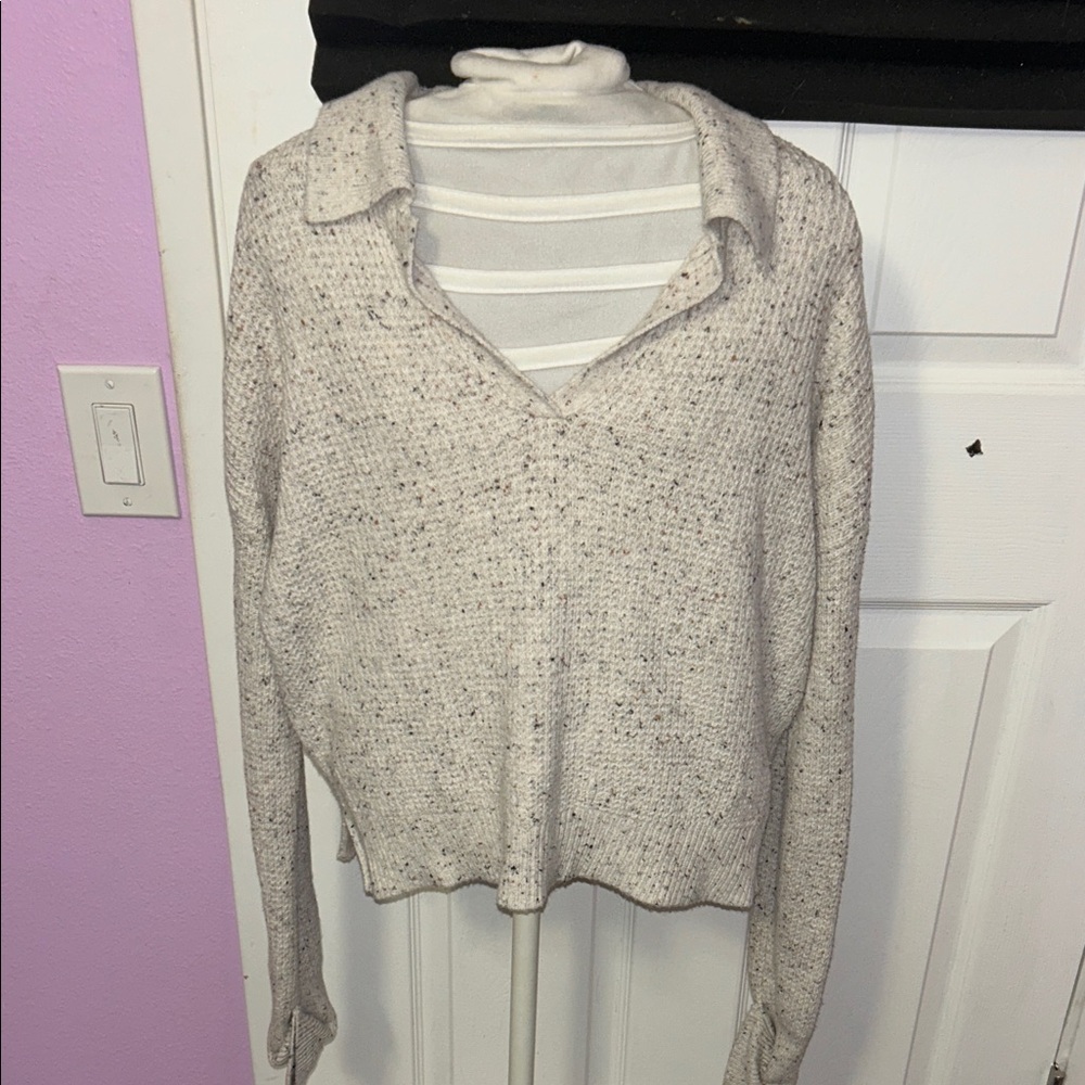 William Rast Cream Speckled Sweater
